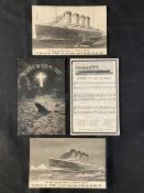 R.M.S. TITANIC: Valentine's series post-disaster Titanic postcards, plus Nearer My God to Thee. (4)