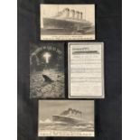 R.M.S. TITANIC: Valentine's series post-disaster Titanic postcards, plus Nearer My God to Thee. (4)