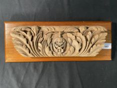 R.M.S. BRITANNIC: Carved oak section of architrave mounted on a modern backing board. 12¾ins.