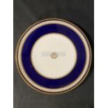 WHITE STAR LINE: Rare Spode cobalt blue and gilt dinner plate R3717. 9ins.