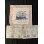 OCEAN LINER: S.S. Pittsburgh fabric napkin 'Souvenir of My Voyage' 10½ins. x 10½ins. Plus a pair
