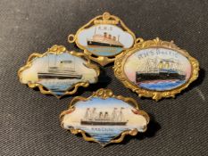 WHITE STAR LINE: Cunard and White Star Line souvenir brooches - R.M.S. Baltic, R.M.S. Celtic, R.M.S.