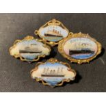 WHITE STAR LINE: Cunard and White Star Line souvenir brooches - R.M.S. Baltic, R.M.S. Celtic, R.M.S.