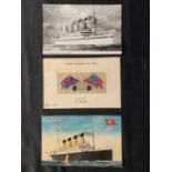 WHITE STAR LINE: R.M.S. and H.M.H.S. Britannic postcards, plus a postally used S.S. Celtic Hands