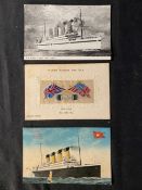 WHITE STAR LINE: R.M.S. and H.M.H.S. Britannic postcards, plus a postally used S.S. Celtic Hands