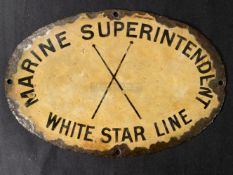 WHITE STAR LINE: Extremely rare oval enamel sign 'Marine Superintendent White Star Line'. Reputed