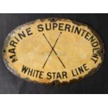 WHITE STAR LINE: Extremely rare oval enamel sign 'Marine Superintendent White Star Line'. Reputed