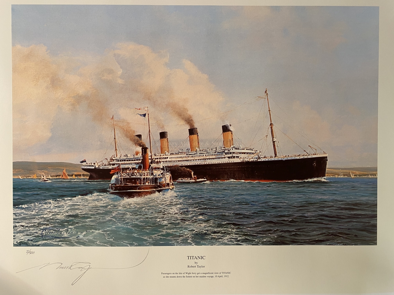 R.M.S. TITANIC: Limited edition Stephen Card print 'The Hour to Eternity', plus 'Titanic' by