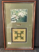 R.M.S. OLYMPIC: Original linoleum tile from the liner's barber shop, framed and glazed. (Frame