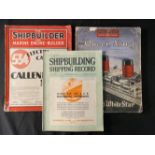 R.M.S. QUEEN MARY: Soft cover souvenir issue of The Shipbuilder/Marine Engine Builder, plus two