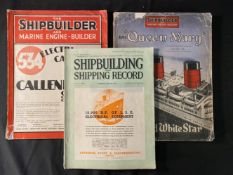 R.M.S. QUEEN MARY: Soft cover souvenir issue of The Shipbuilder/Marine Engine Builder, plus two