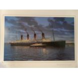 R.M.S. TITANIC: Ken Marschall limited edition print of Titanic signed by survivor Winifred Van
