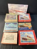 OCEAN LINER: Victory plywood jigsaw puzzle (1 piece missing), R.M.S. Queen Mary on front. Victory