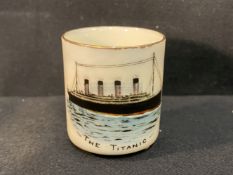 R.M.S. TITANIC: Unusual Carlton ware memorial commemorative thimble cup, formerly the property of
