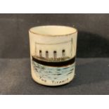 R.M.S. TITANIC: Unusual Carlton ware memorial commemorative thimble cup, formerly the property of