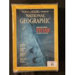 R.M.S. TITANIC: Set of seven National Geographic magazines - issues regarding the discovery of the