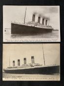 R.M.S. TITANIC: FGO Stuart postcard of Titanic at sea, plus Beagles real photo card of Titanic