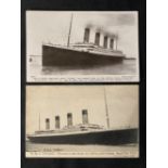 R.M.S. TITANIC: FGO Stuart postcard of Titanic at sea, plus Beagles real photo card of Titanic