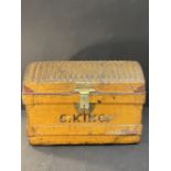 OCEAN LINER: Rare Cunard emigrants' tin trunk with Cunard/Jones Brothers, Wolverhampton to the lock,