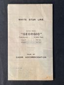 WHITE STAR LINE: M.V. Georgic plan of cabin accommodation.