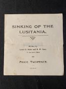 R.M.S. LUSITANIA: Rare pamphlet titled The Sinking of The Lusitania by Lewis O. Baker and R. W.