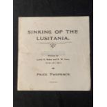 R.M.S. LUSITANIA: Rare pamphlet titled The Sinking of The Lusitania by Lewis O. Baker and R. W.