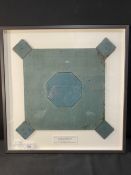 R.M.S. OLYMPIC: Blue/green ground linoleum tile contained within a box frame. Tile 14½ins. x 14½