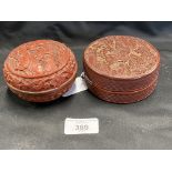 Ex-Dr. S. Lavington Hart Collection. Early 20th cent. Cinnabar circular boxes, one flat lidded