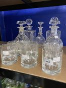 20th cent. Glass: Ex-General Sir John Akehurst KCB CBE. Square cut glass whisky decanters, a pair,