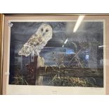 20th cent. Prints: Signed limited edition Dorothea Hyde. Barn Owl 703/850, Bee the Otter and Mr