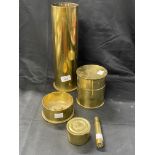 Militaria: Collection of brass shell cases, including a 75/24 Howitzer dated 1973, a cut down 25