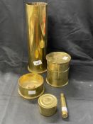 Militaria: Collection of brass shell cases, including a 75/24 Howitzer dated 1973, a cut down 25