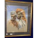 20th cent. Omani School, pastel of two men signed R. Dimmin '76. 15ins. x 19ins.
