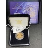 Numismatics: Gold coin Elizabeth II Proof Sovereign 2003. Boxed.