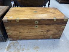 Campaign Furniture: 19th cent. Brass bound camphor wood trunk from the estate of the late General