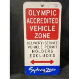 Olympics: Sydney 2000 Olympic Accredited Vehicle Zone sign. 9ins. x 18ins.