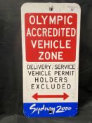 Olympics: Sydney 2000 Olympic Accredited Vehicle Zone sign. 9ins. x 18ins.