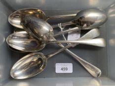 Hallmarked Silver: Ex-Dr. S. Lavington Hart Collection. Serving spoons (6), Josiah Williams & Co.