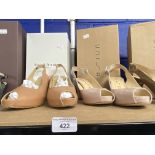 Fashion/Designer Shoes & Boots: Unisa beige patent leather sling back peep toe shoe, 3½ins heel,