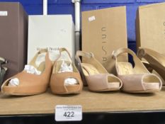 Fashion/Designer Shoes & Boots: Unisa beige patent leather sling back peep toe shoe, 3½ins heel,