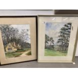 W. R. Newman, Devizes Artist & Sculptor: Two watercolours on paper, 1947 Country Cottage and 1965