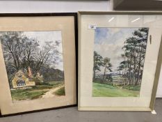 W. R. Newman, Devizes Artist & Sculptor: Two watercolours on paper, 1947 Country Cottage and 1965