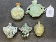 Ex-Dr. S. Lavington Hart Collection. Chinese 19th/20th cent. Snuff bottles carved jadeite, pale