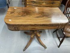 19th cent. Mahogany games table on four swept supports. 36ins. x 18ins. x 29ins. Unopened.