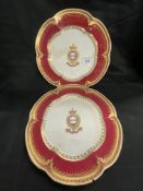 Militaria: Victorian Officers Mess plates of The 48th Northamptonshire Regiment. Two pairs.