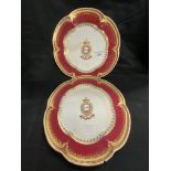 Militaria: Victorian Officers Mess plates of The 48th Northamptonshire Regiment. Two pairs.