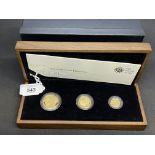 Numismatics: Gold coin Elizabeth II Proof Britannia 2010 set of three coins £50, ½oz. £25, ¼oz. £10,