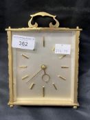 20th cent. Smiths square carriage clock, gilt body, Junghans quartz, mahogany.