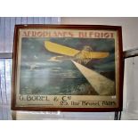 Transport: Early 20th cent. Lithographic poster 'Aeroplanes Bleriot' by G. Borel and cie 25 Rue