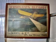 Transport: Early 20th cent. Lithographic poster 'Aeroplanes Bleriot' by G. Borel and cie 25 Rue